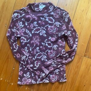 Sézane Floral Long Sleeve Turtleneck Top